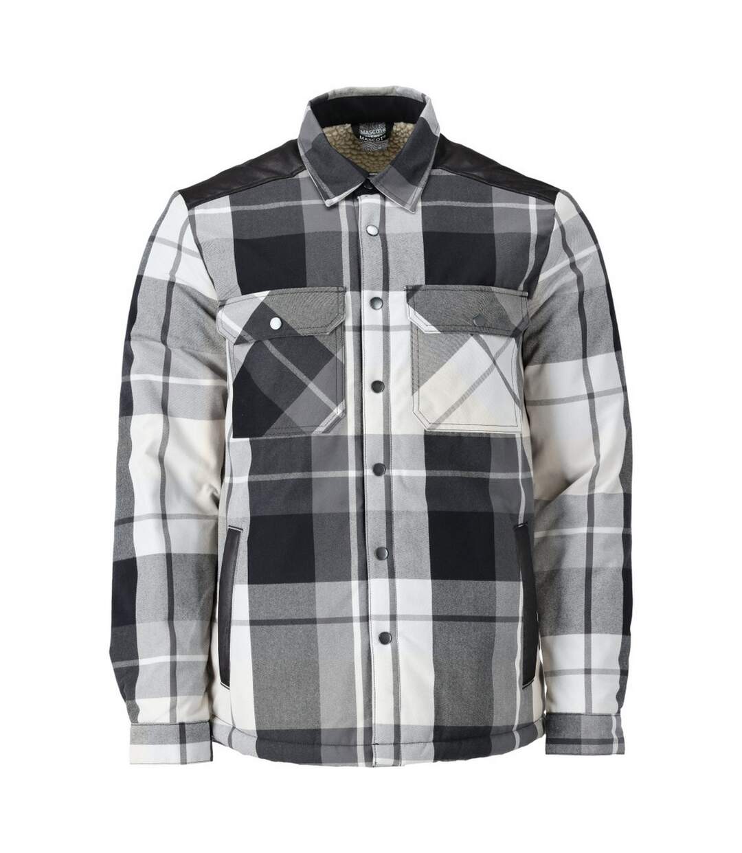 Mens Customised Checked Pile Shirt Stone Grey Mascot-1