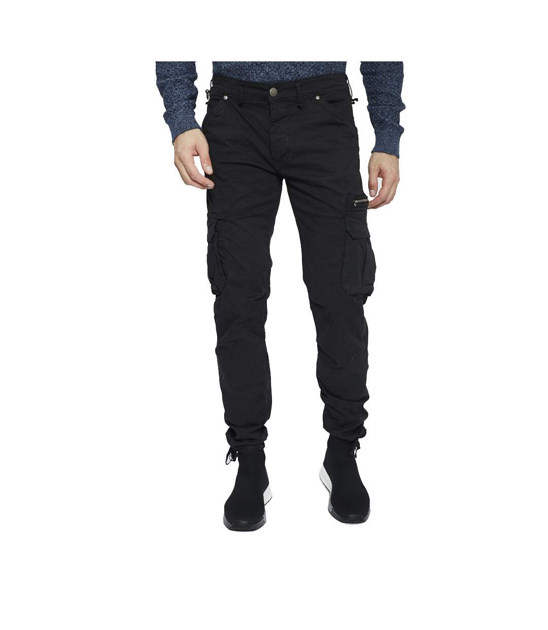 Pantalon Cargo Noir Homme Paname Brothers Jokair-1