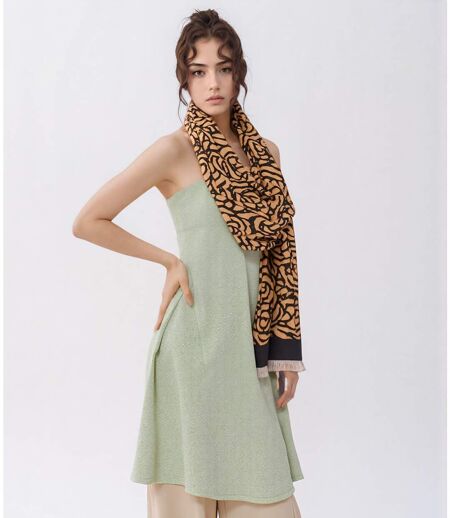 écharpe en Laine et Viscose Couleur Camel pour Femme