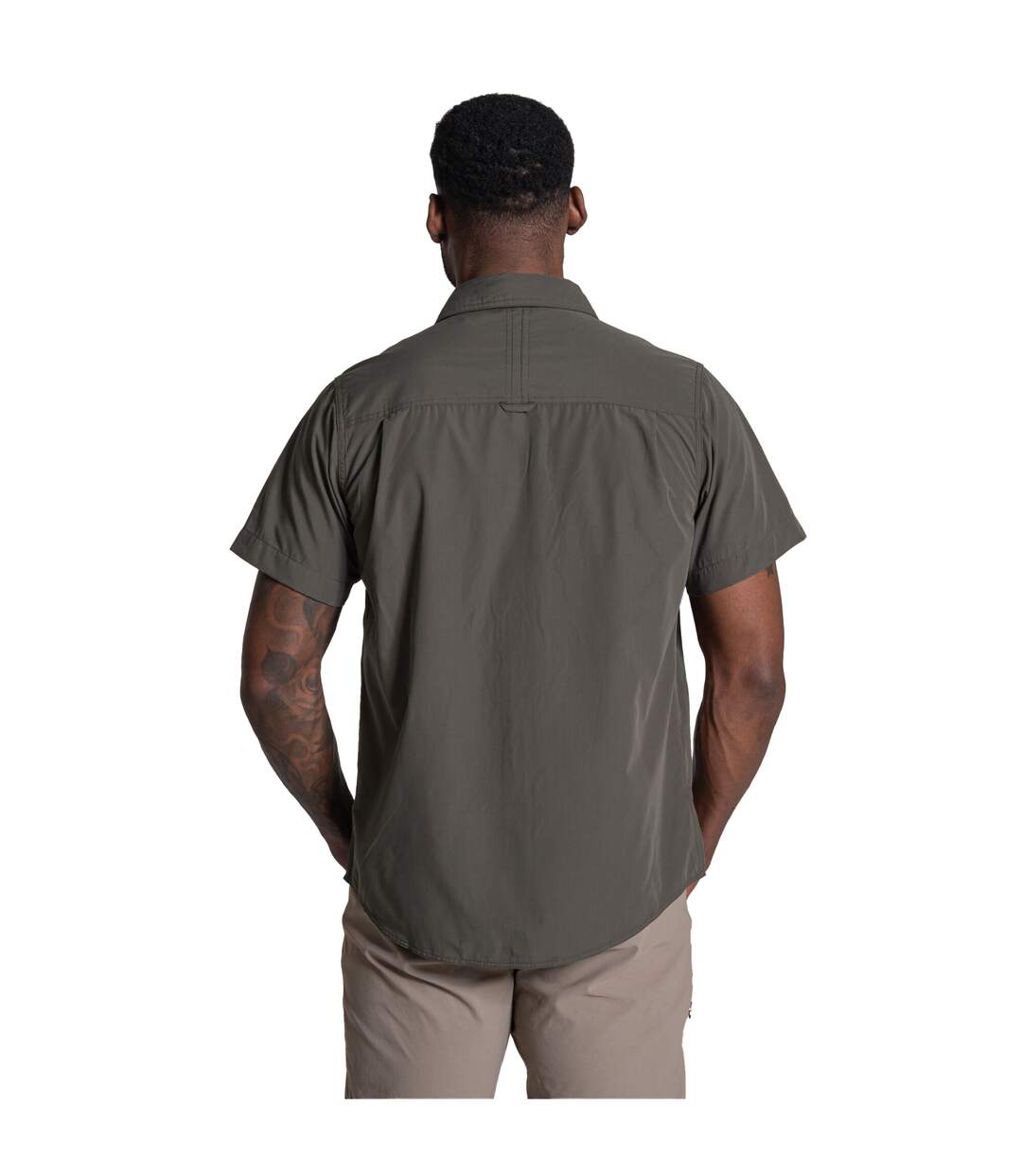 Chemise Unie Manches Courtes Kiwi Homme Kaki Foncé Craghoppers-3
