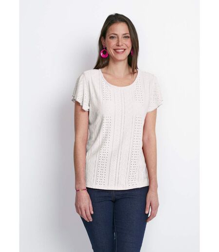 Tee-shirt manches papillon maille ajourée