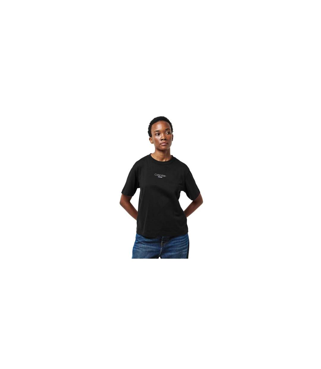 T-shirt Manches Courtes Motif/style Lettrage Femme Noir Calvin Klein-1