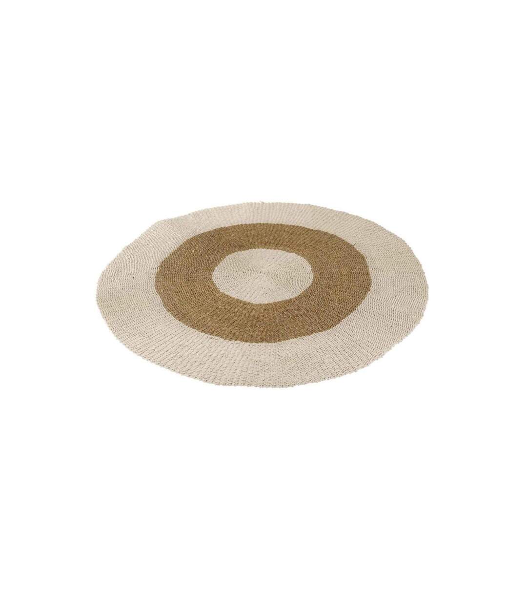 Tapis Rond Déco Zostère 197cm Blanc & Naturel-1