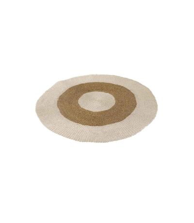 Tapis Rond Déco Zostère 197cm Blanc & Naturel