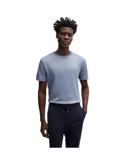 Mens Structured Cotton T-shirt Blue Boss