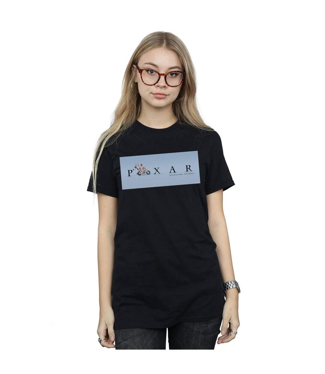 Disney Womens/Ladies Toy Story 4 Duke Caboom Pixar Studios Logo Coton Boyfriend T-Shirt (Noir) - UTBI47068-2