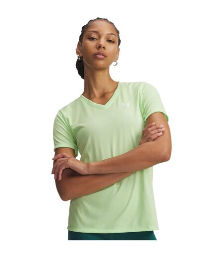 Womens/ladies V Neck T-shirt Lime White Under Armour