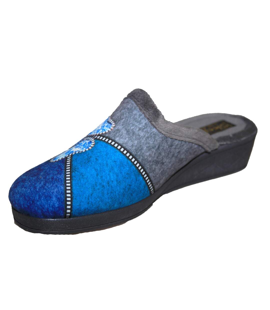 Sleepers Womens/Ladies Kimberly Flower Trim Mule Slippers (Grey/Purple/Blue/Silver) - UTDF1430