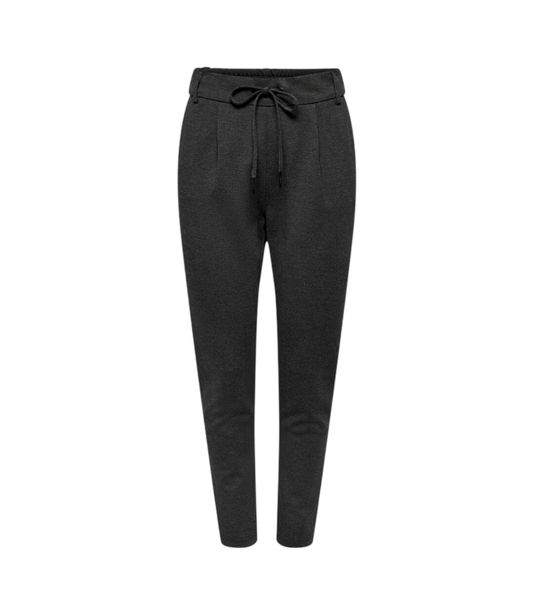 Womens/ladies Plain Slim Trousers Dark Grey Melange Only-2