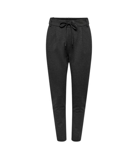 Womens/ladies Plain Slim Trousers Dark Grey Melange Only