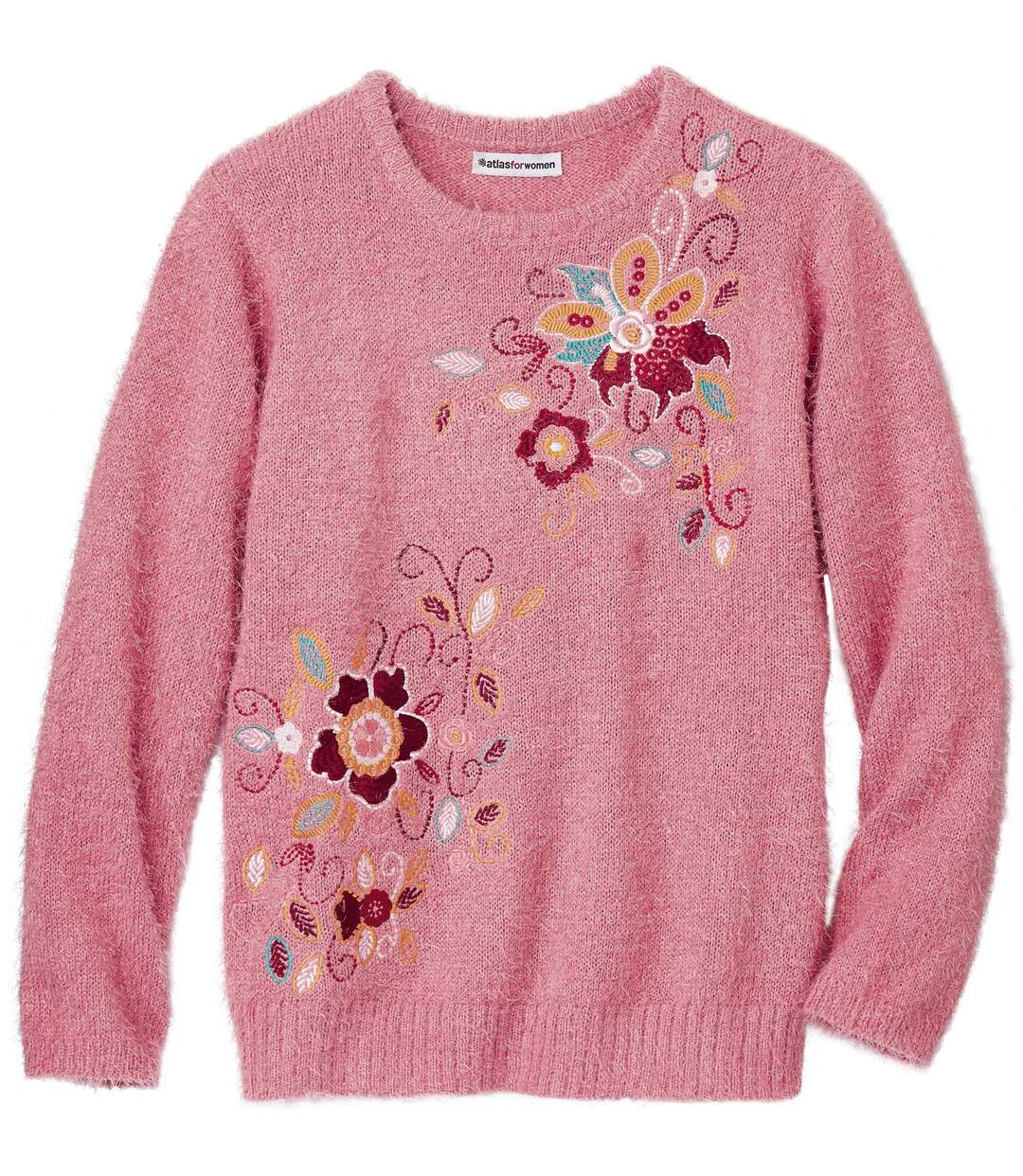 Przytulny sweter z kwiatowymi haftami Atlas For Men