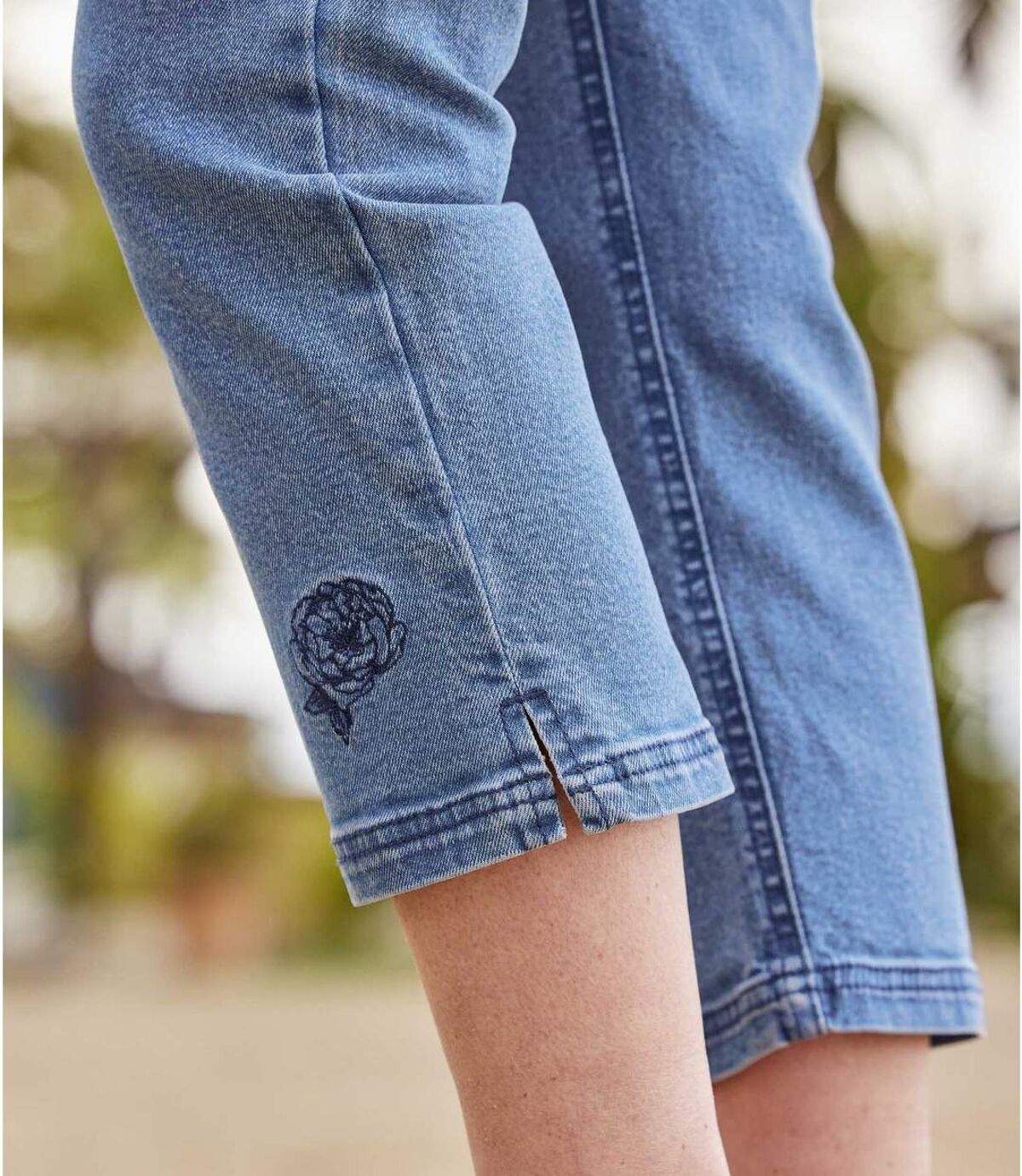 7/8 stretch jeans met borduursels Atlas For Men