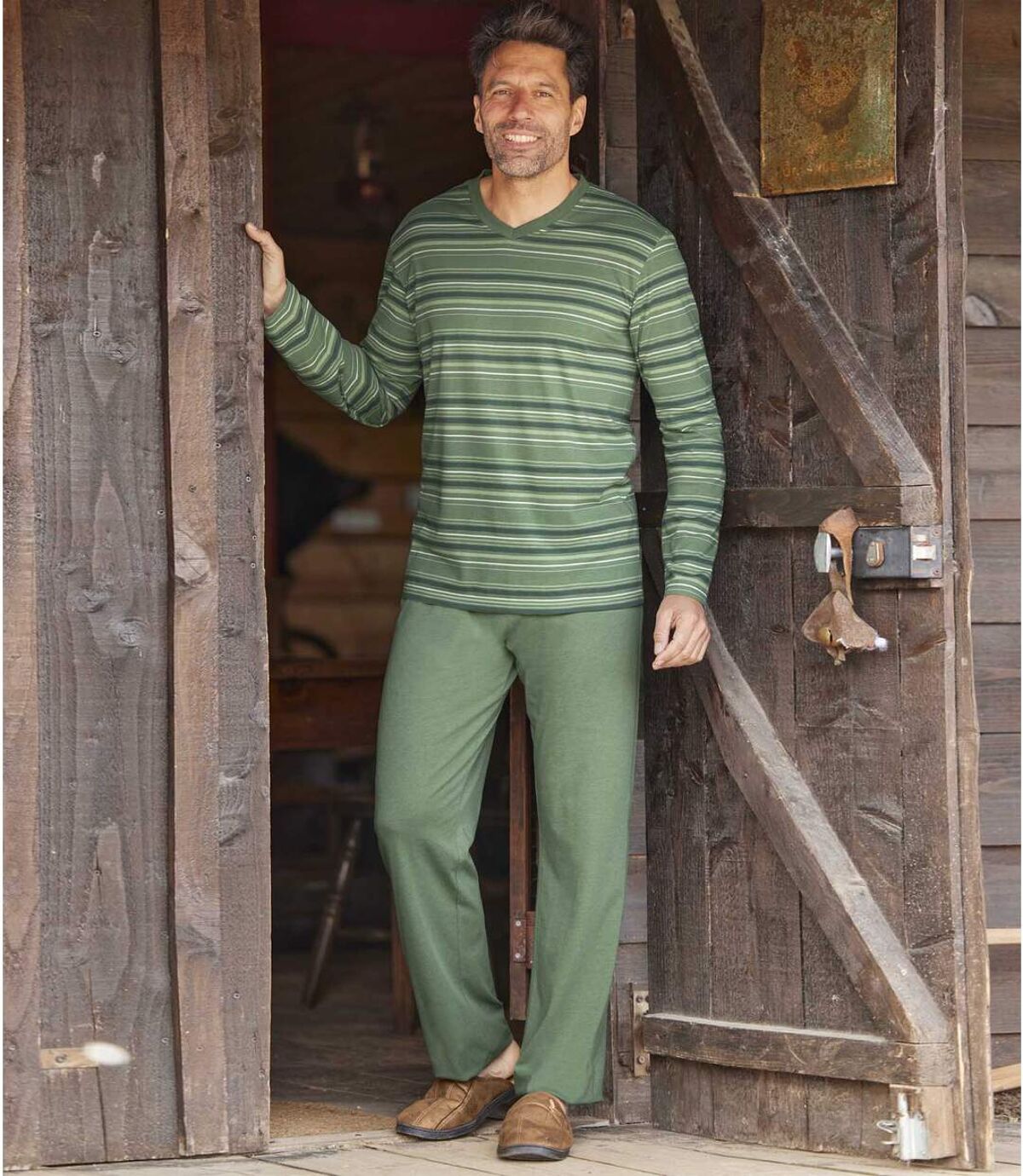 Pohodlné proužkované pyžamo z žerzejového úpletu Atlas For Men