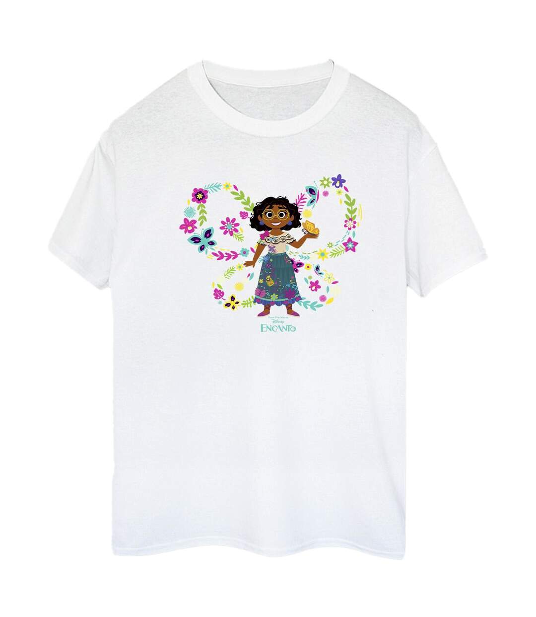 Disney Encanto Mirabel Butterfly Cotton Boyfriend T-Shirt Femme/Ladies (Blanc) - UTBI22393-1