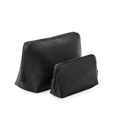 Boutique leather-look pu toiletry bag m black/black Bagbase