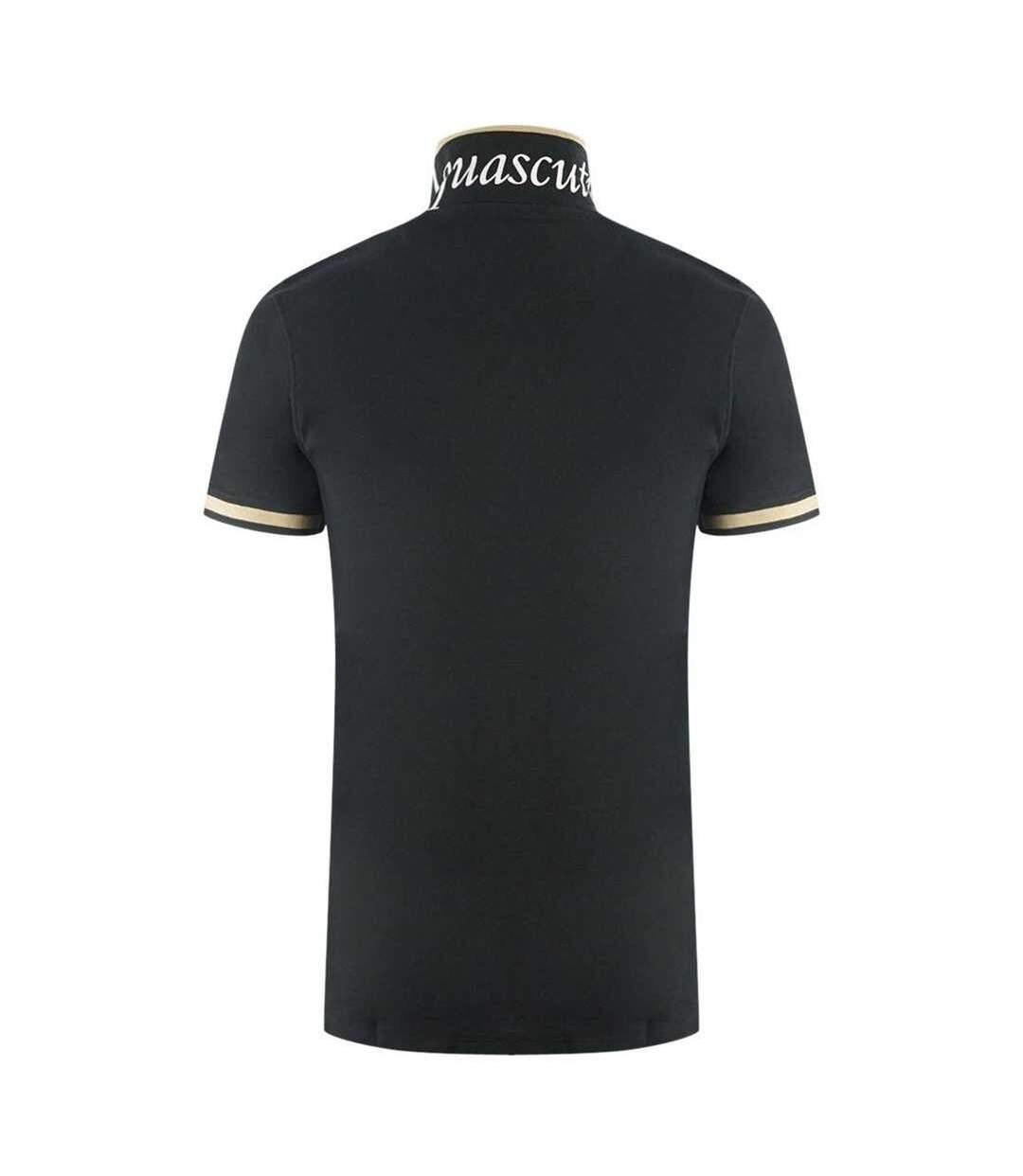 Unisex Adult Aldis Tipped Polo Shirt Black Aquascutum-3