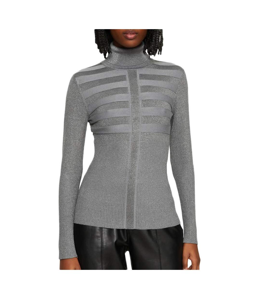 Pull gris brillant femme morgan mentosa-1