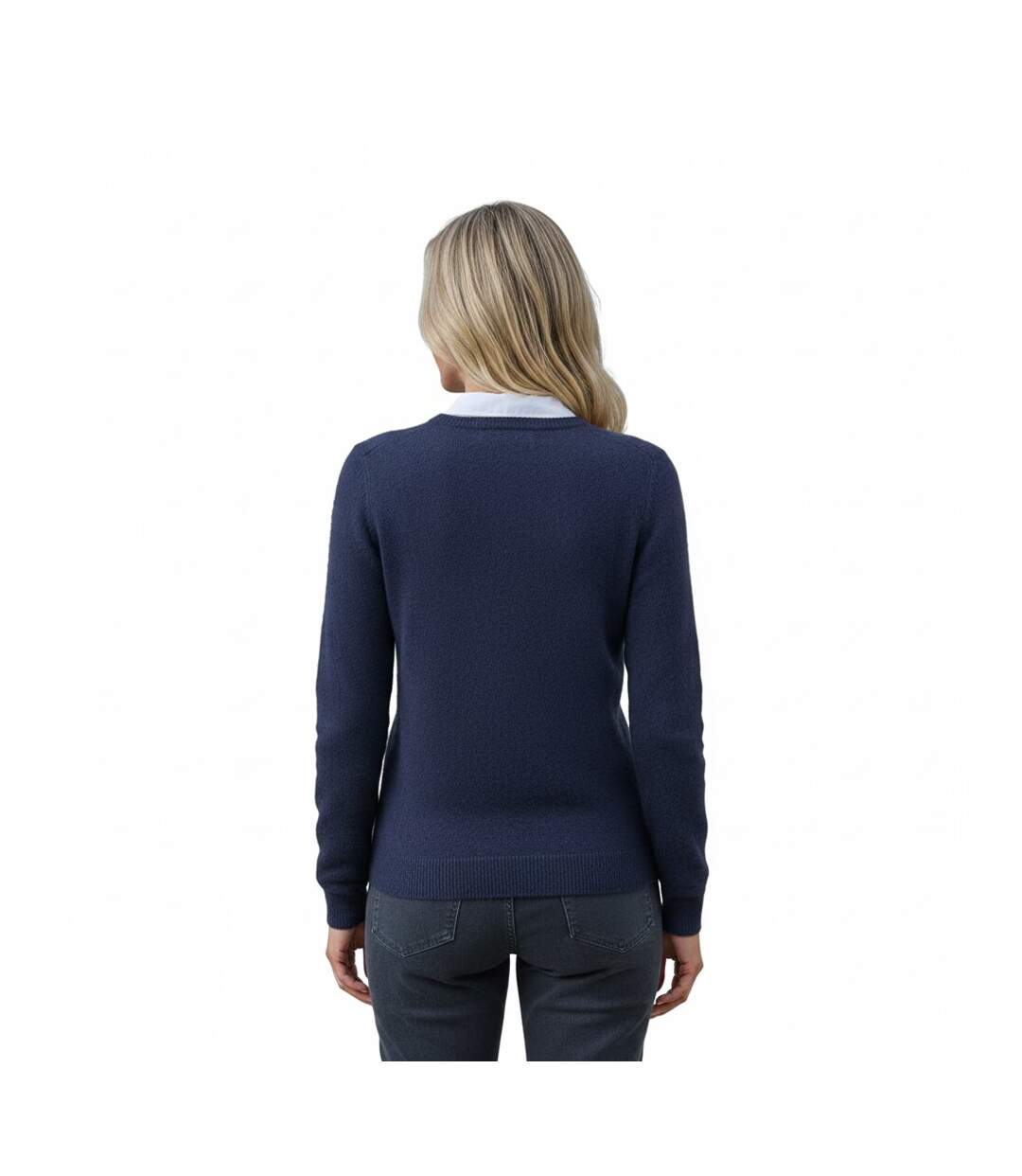 Pull Motif/style Classique Femme Bleu Marine WoolOvers-2