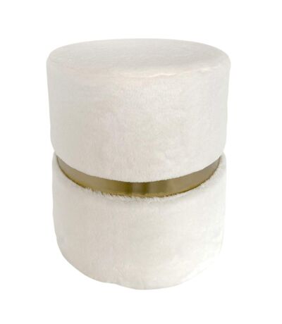 Pouf design effet fourrure Aurea - Diam. 35 x H. 42 cm - Blanc