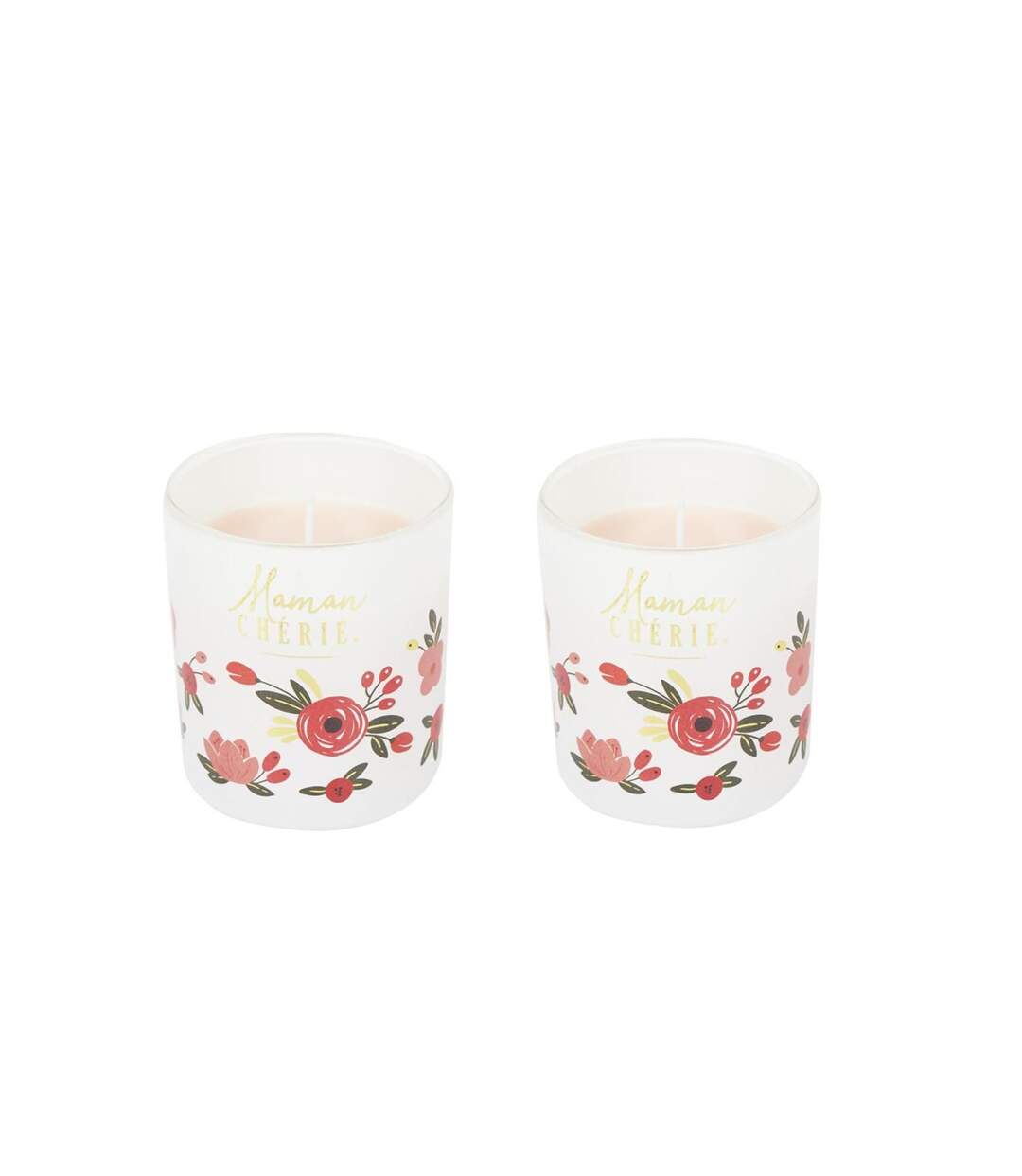 Coffret 2 Bougies Parfumées Maman Chérie 8cm Rose-3