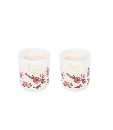Coffret 2 Bougies Parfumées Maman Chérie 8cm Rose