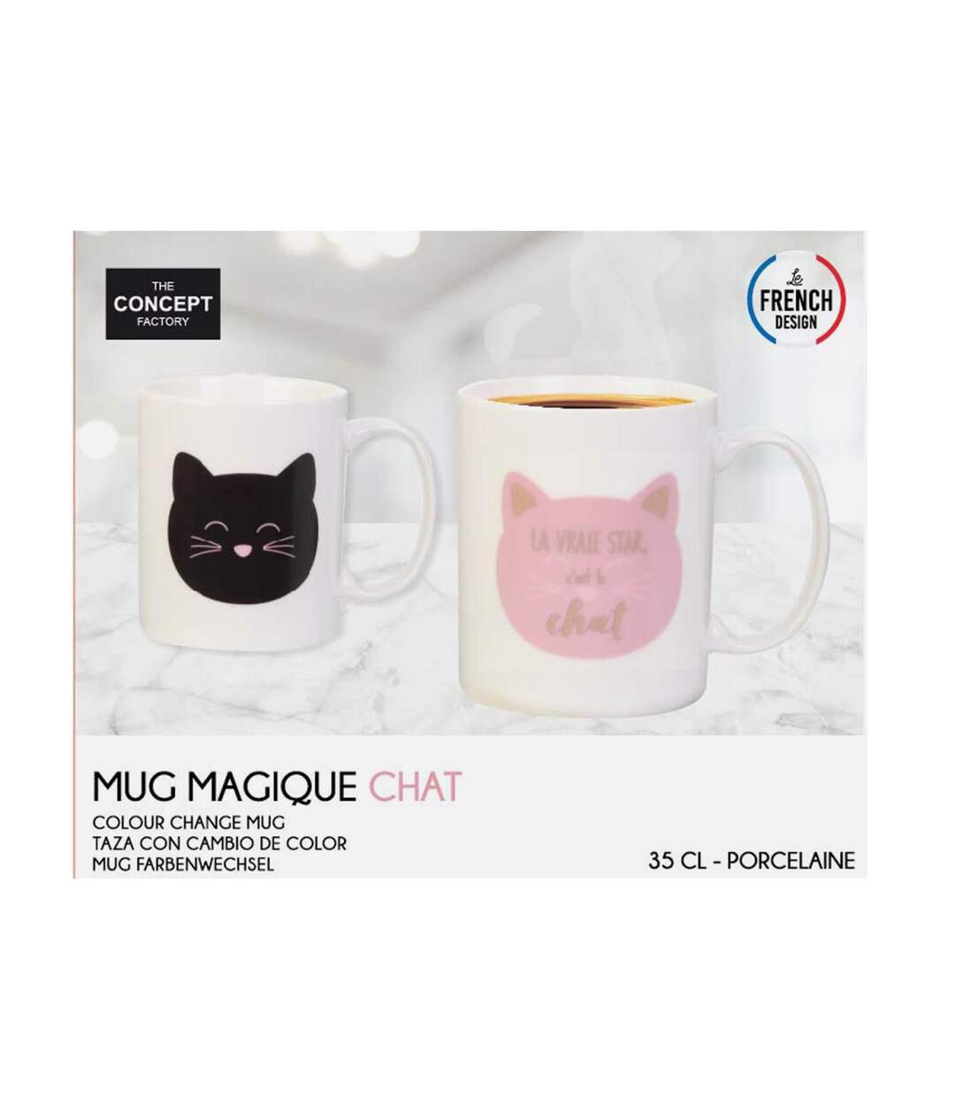 Mug Magique en Céramique Chat 35cl Blanc-5