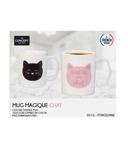 Mug Magique en Céramique Chat 35cl Blanc