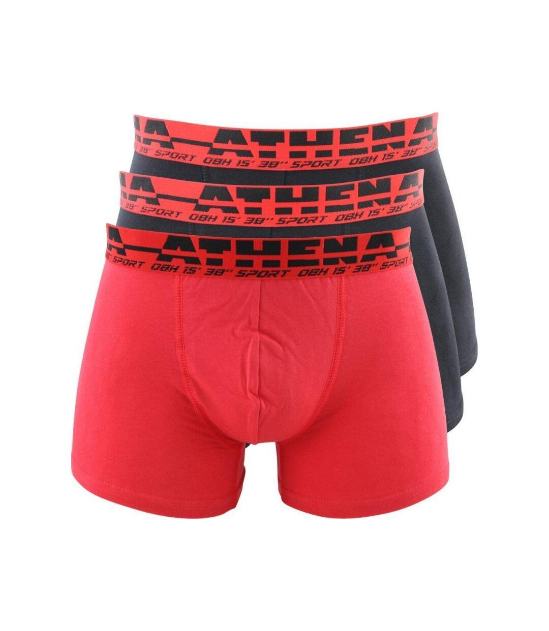 ATHENA Lot de 3 Boxers Homme Coton EASYSPORT Noir Rouge-1