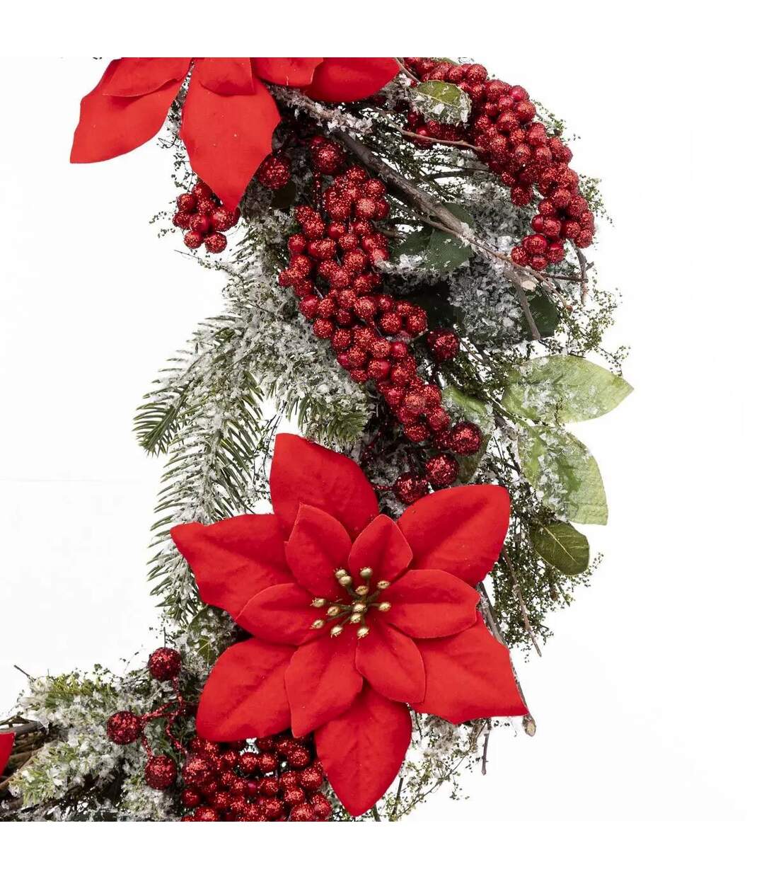 Couronne de Noël Poinsettia Soir 50cm Rouge-2