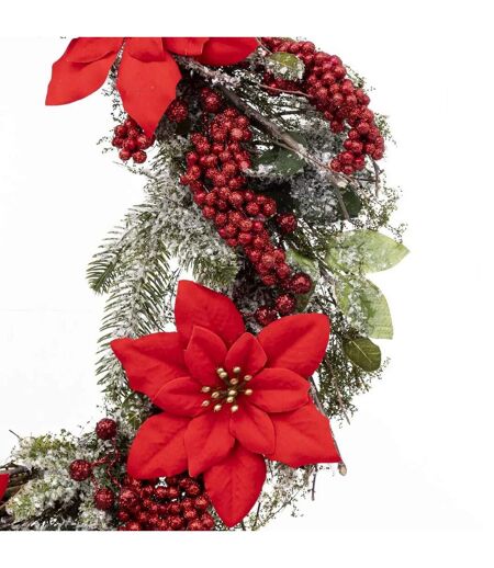 Couronne de Noël Poinsettia Soir 50cm Rouge
