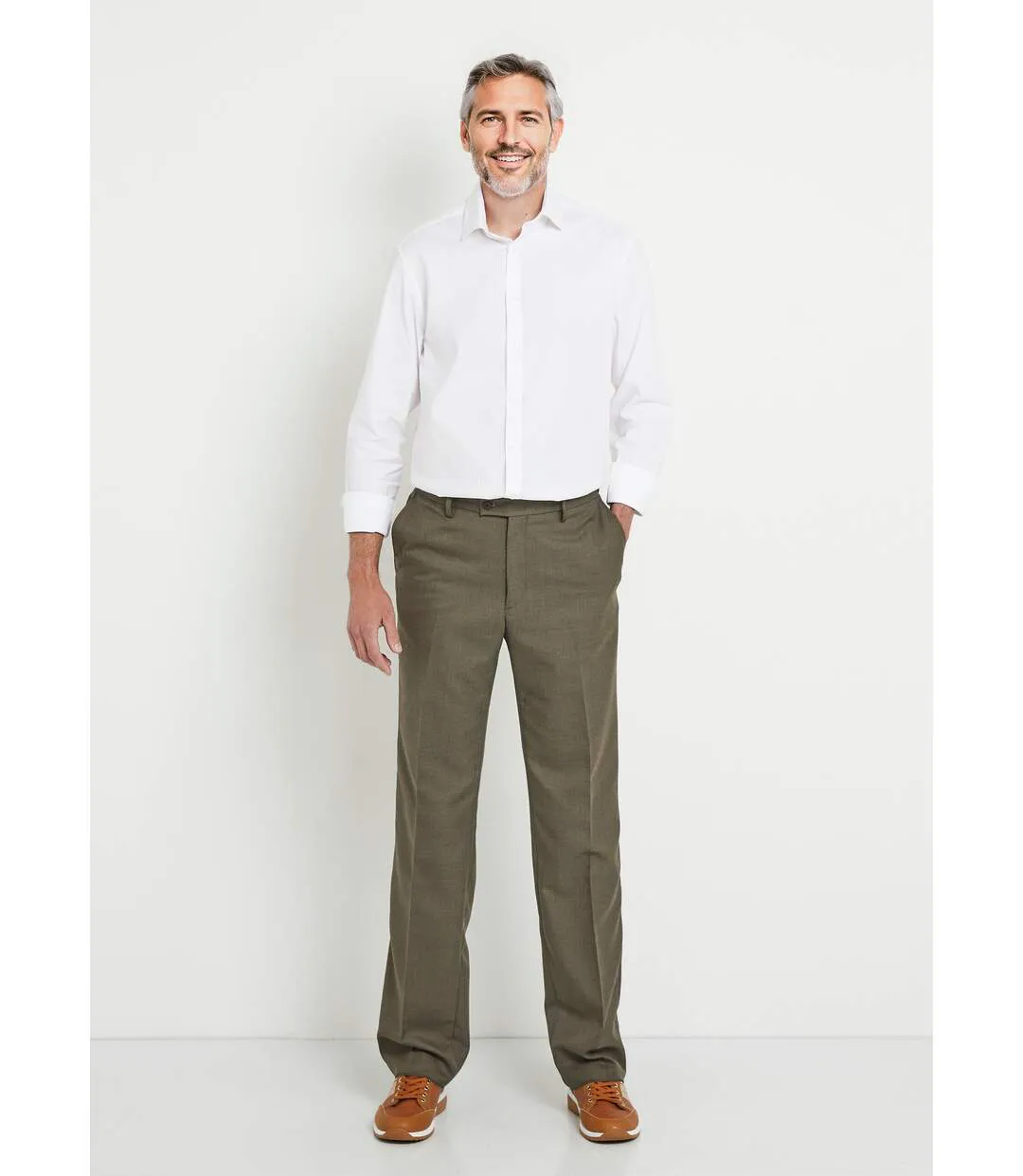 Pantalon ceinture ajustable invisible tissu sergé laine-4