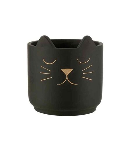 Paris Prix - Cache-pot En Céramique chat 20cm Noir & Or