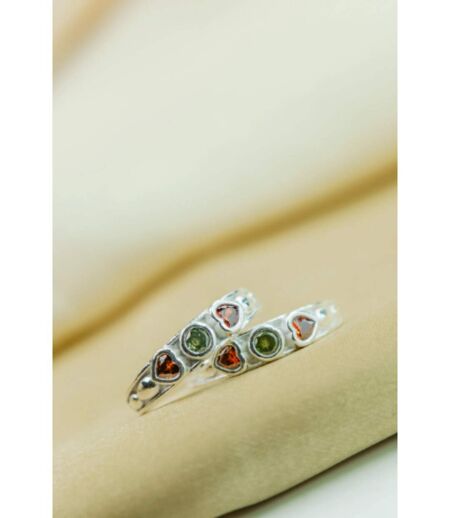 925 Silver Colourful Red Heart Stone Boho Dainty Foot Midi Toe Ring