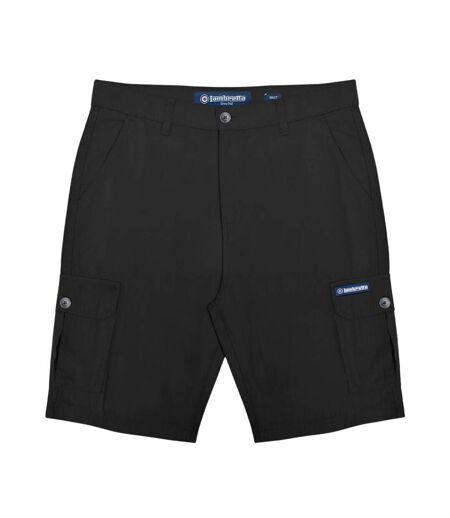 Mens Rubberised Logo Cargo Shorts Black Lambretta