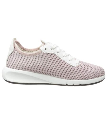 Womens/ladies Aerantis Leather Trainers Antique Rose White Geox