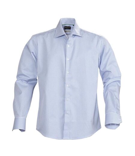 Mens Tribeca Checked Formal Shirt Light Blue James Harvest