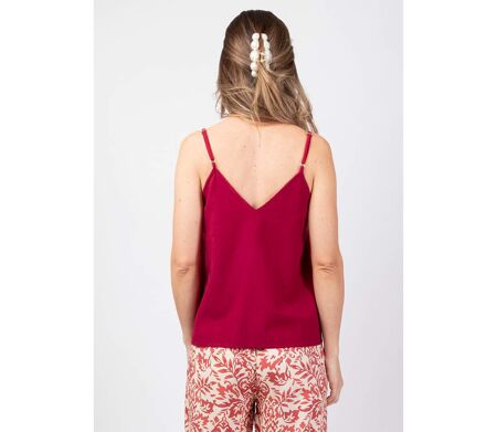 Top court femme été LORINE uni framboise Coton Du Monde