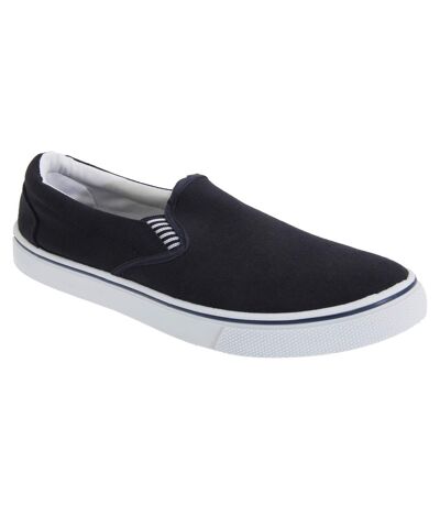 Dek Mens Gusset Casual Canvas Yachting Shoes (Navy Blue) - UTDF627