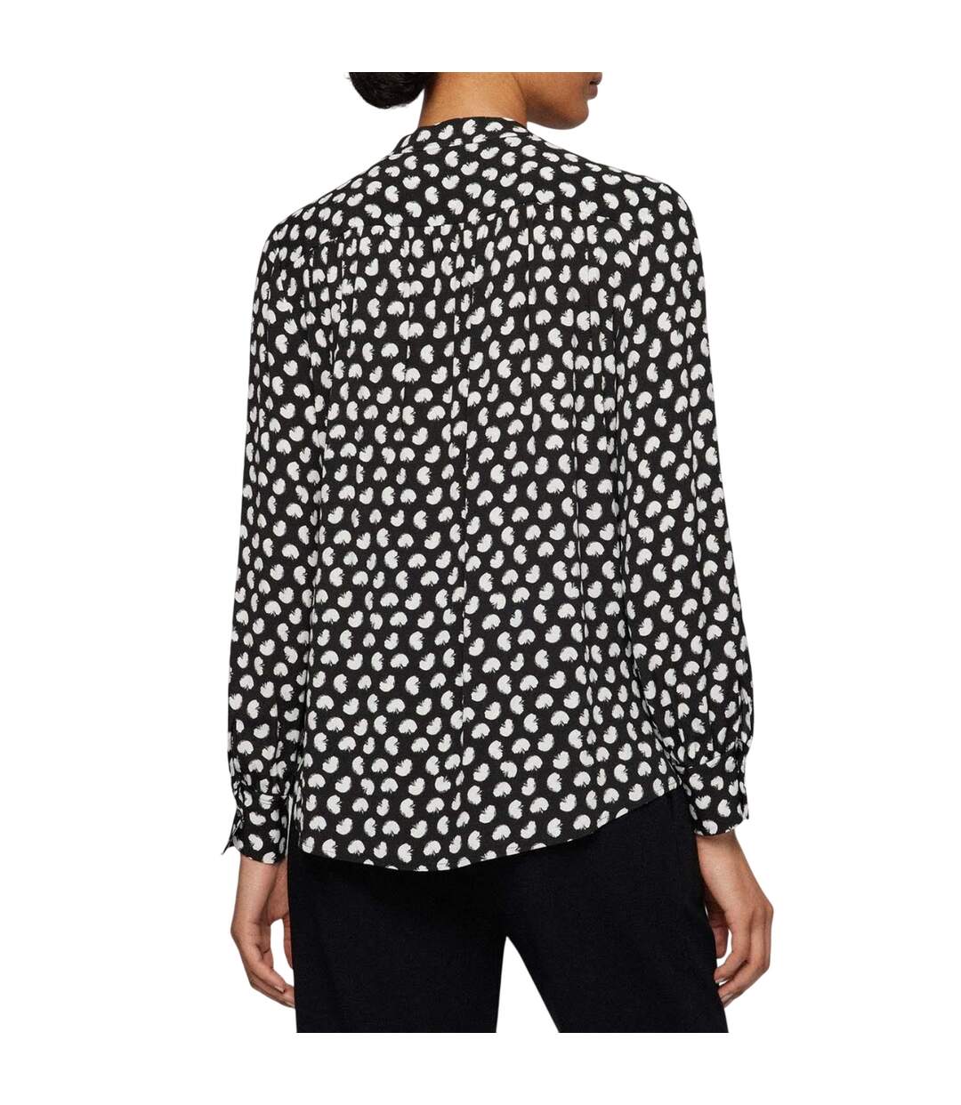 Womens/ladies Banora17 Blouse Black White Hugo Boss-2
