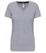 T-shirt manches courtes col V - K381 - gris chiné clair - femme