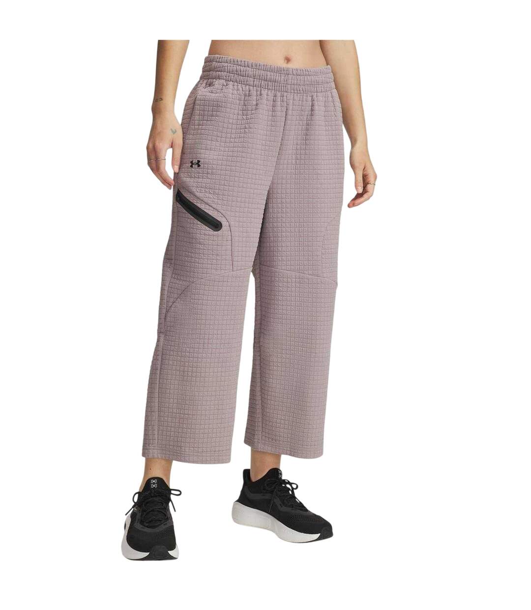 Womens/ladies Fleece Open Hem Joggers Grey Under Armour-2