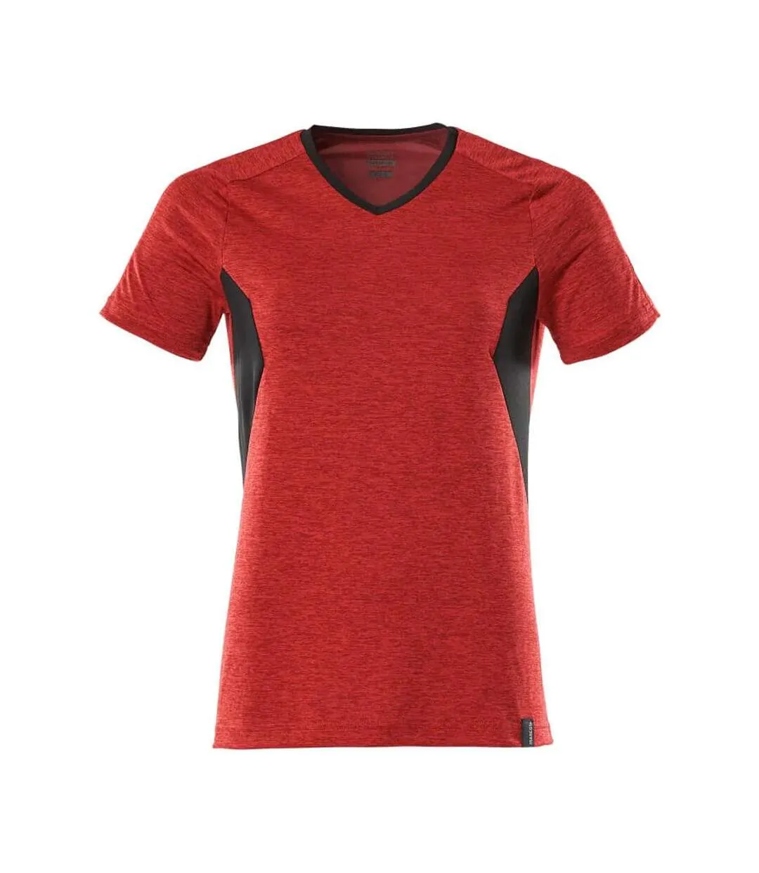 Womens/ladies Accelerate Coolmax V Neck T-shirt Traffic Red Black Mascot-1