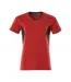 Womens/ladies Accelerate Coolmax V Neck T-shirt Traffic Red Black Mascot-1