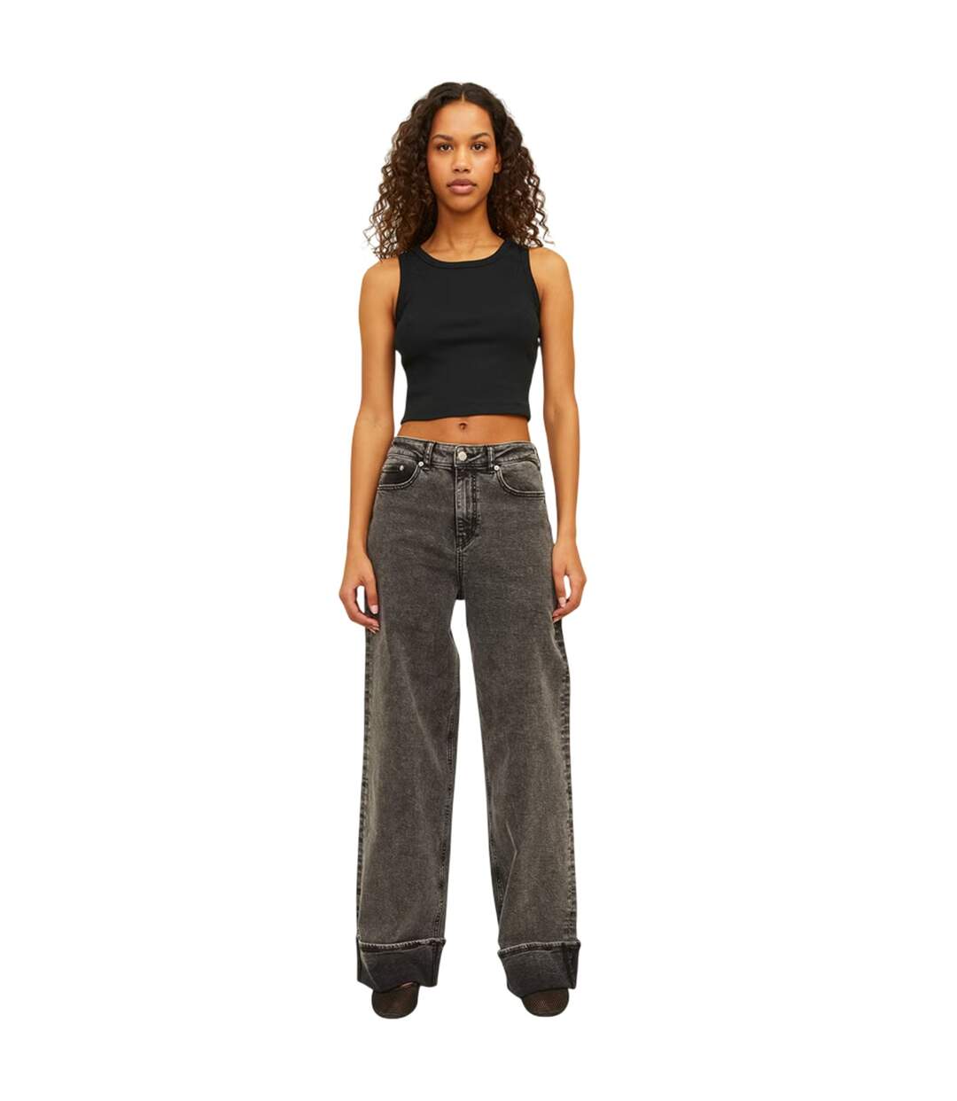 Haut Sans Manches Motif/style Côtelé Femme Noir JJXX-1