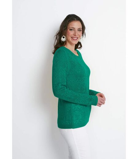 Pull maille ajourée manches longues