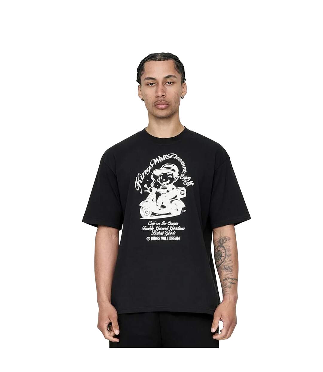 T-shirt Studio Cafe Boy Homme Noir Kings Will Dream-2