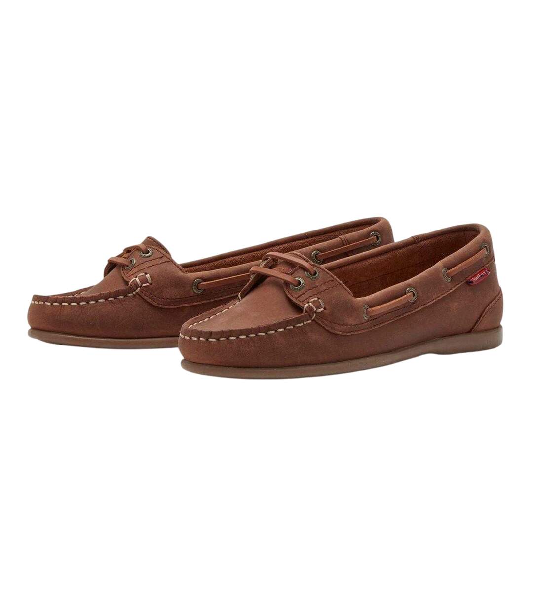 Womens/ladies Leather Flat Loafers Dark Tan Chatham-4
