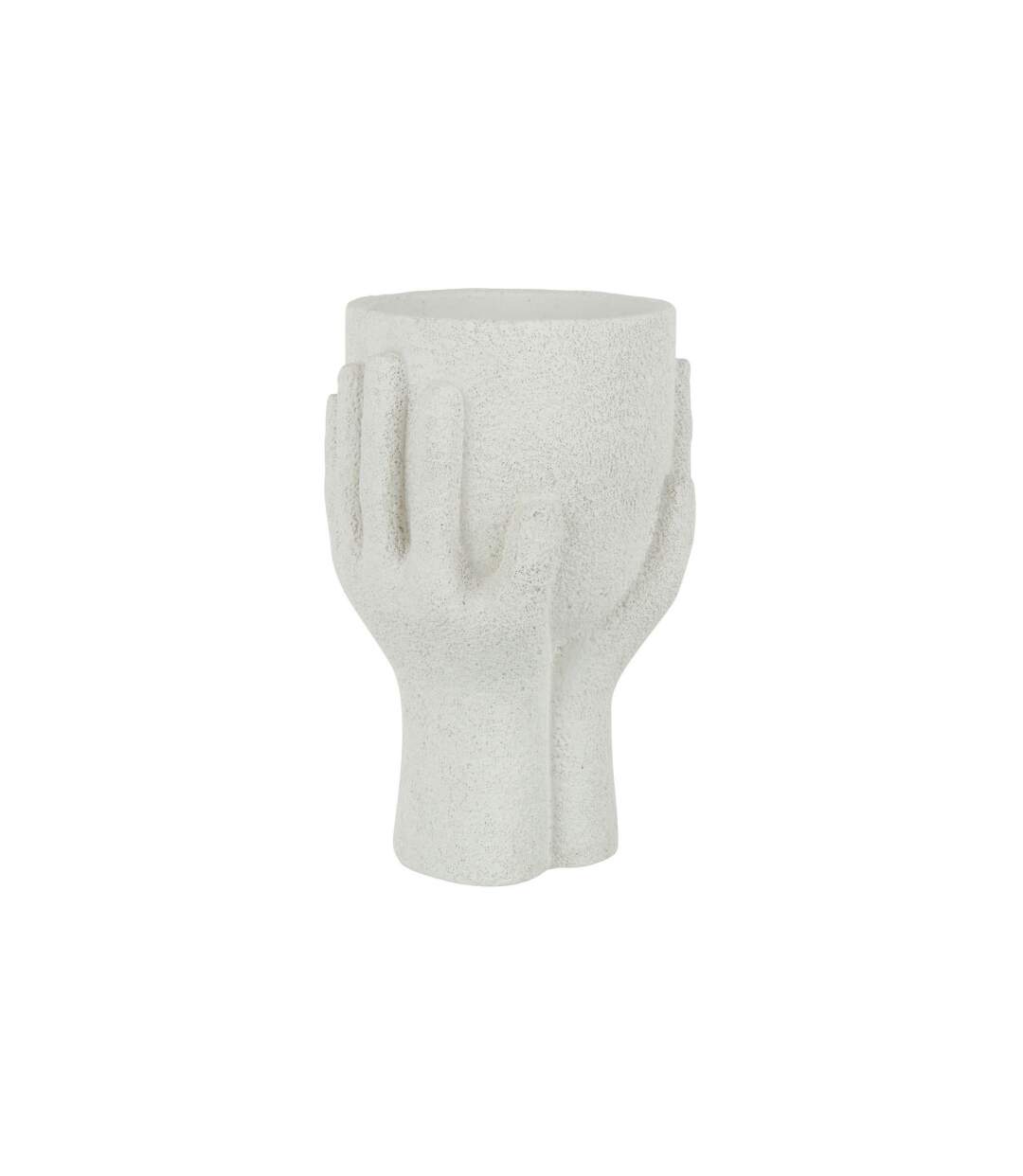 Cache-Pot en Ciment Mains 24cm Blanc-1