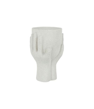 Cache-Pot en Ciment Mains 24cm Blanc