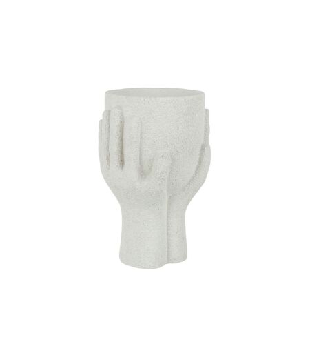 Cache-Pot en Ciment Mains 24cm Blanc